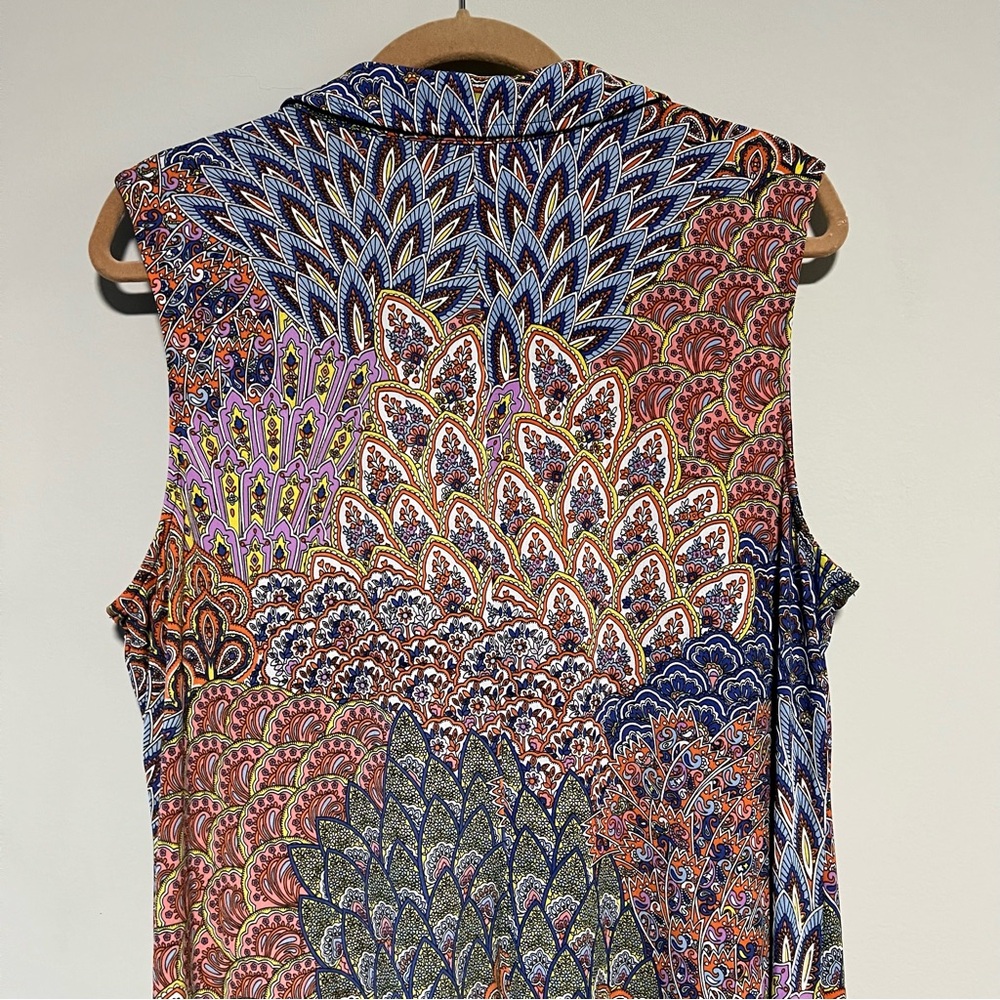 MSK Women’s XL Multicolor Paisley Button Front Sleeveless Shirt Dress - Picture 8 of 9